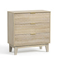 3-Drawer Fluted Chest of Drawers, Modern Storage Cabinet Dresser, 80x40x80.5cm, Green